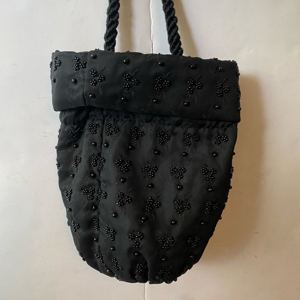 Elegant Black Beaded Women's Bag